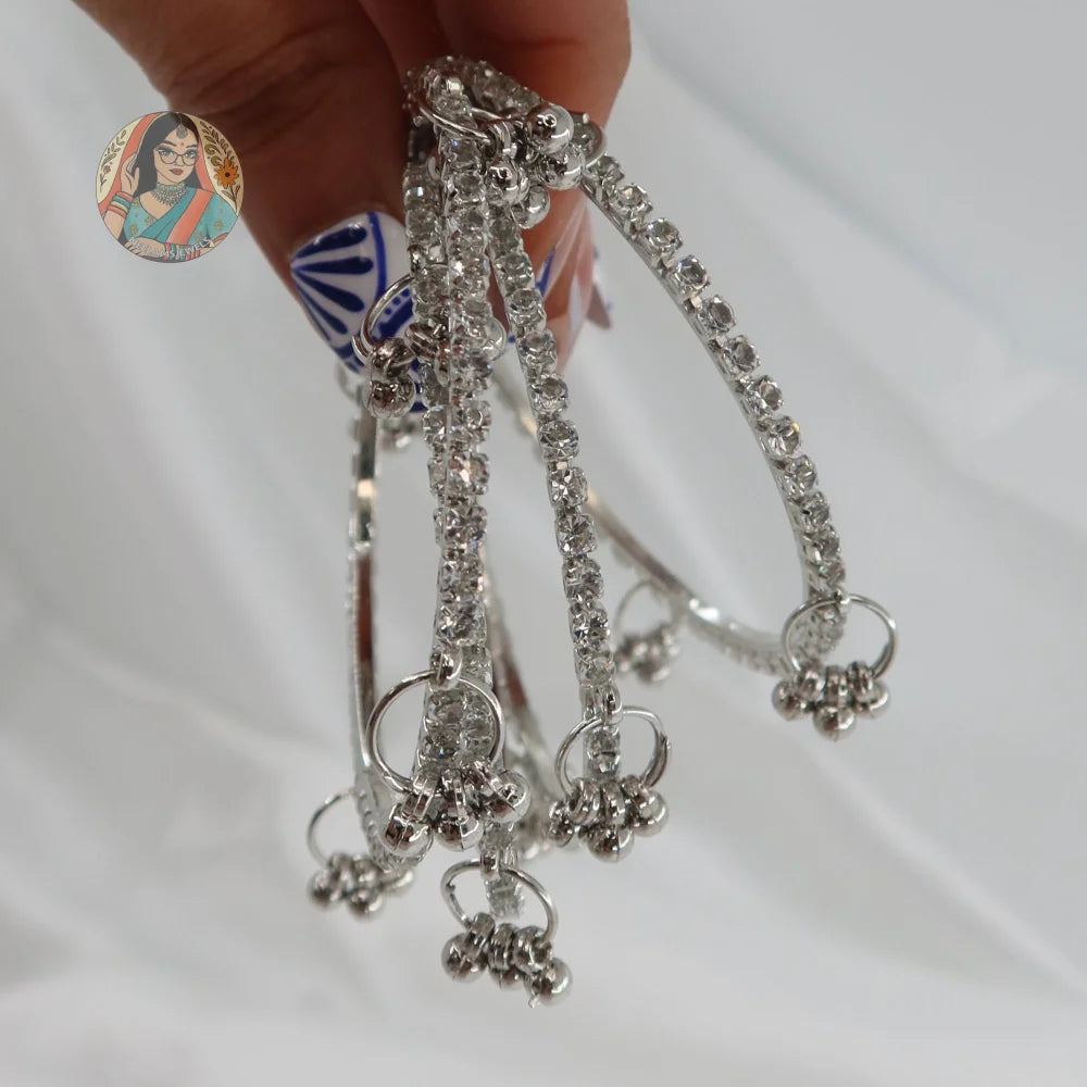 Silver Sparkle Ghungroo Mini Bangle Set (4)