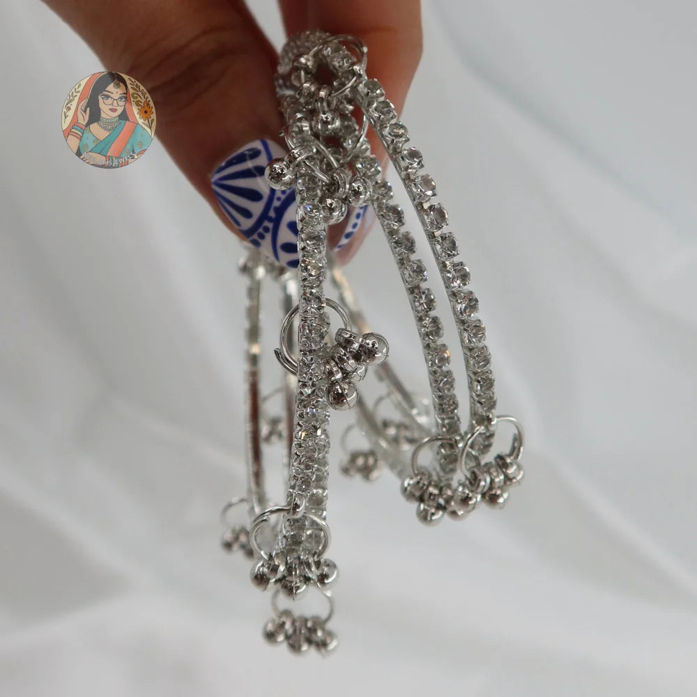 Silver Sparkle Ghungroo Mini Bangle Set (4)