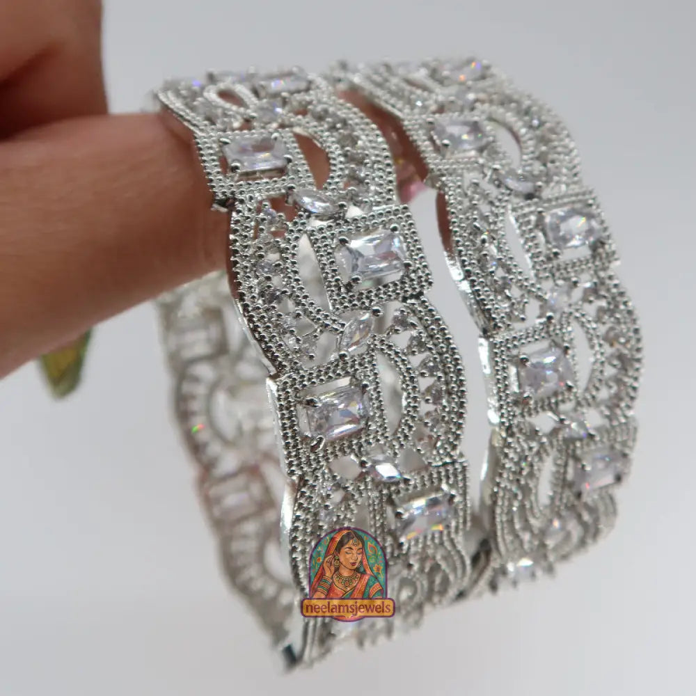 Silver Square Cut Bangles