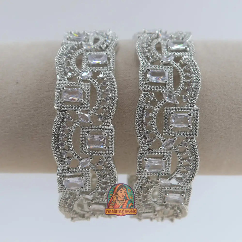 Silver Square Cut Bangles
