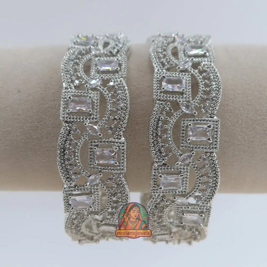 Silver Square Cut Bangles