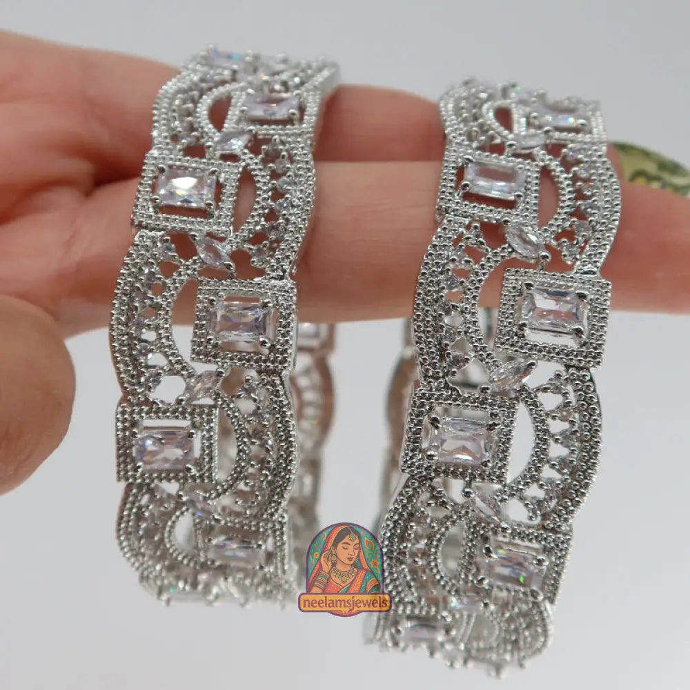 Silver Square Cut Bangles
