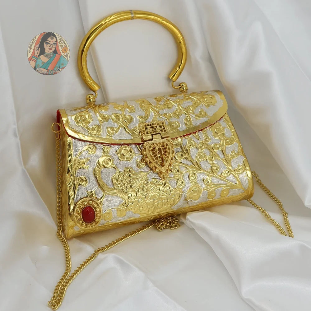Siya - Metal Handbag - Dual-Tone/Red