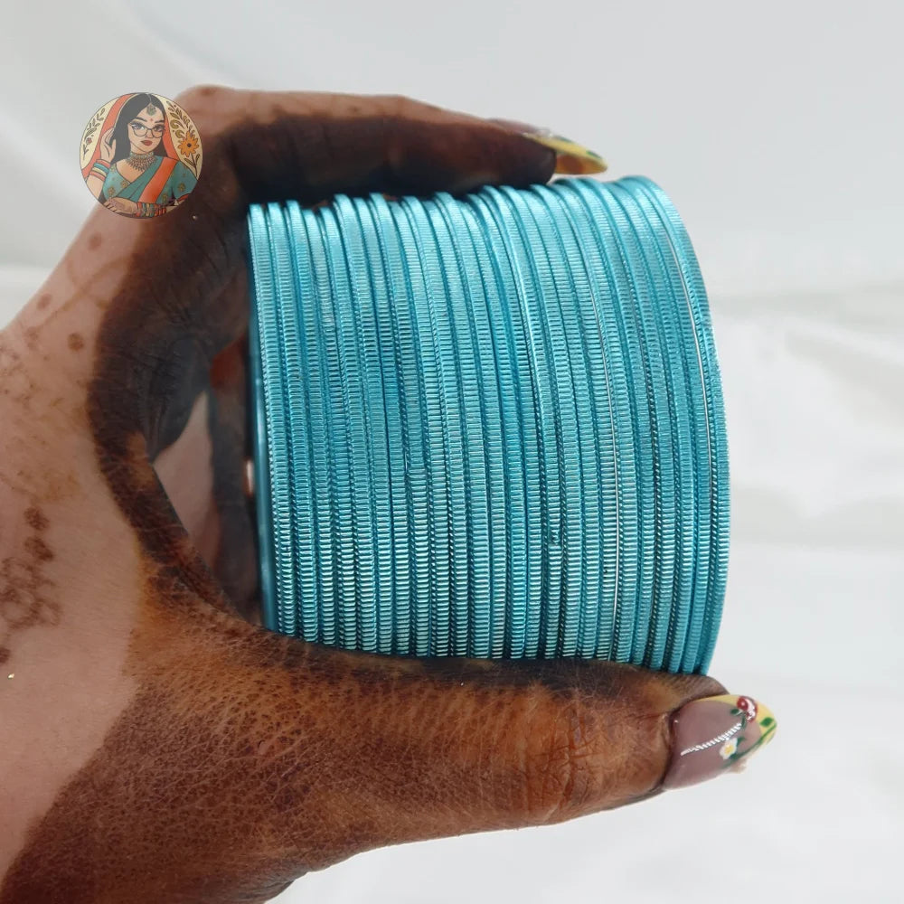 ’Sky Blue’ Shiny Plain Bangle Set