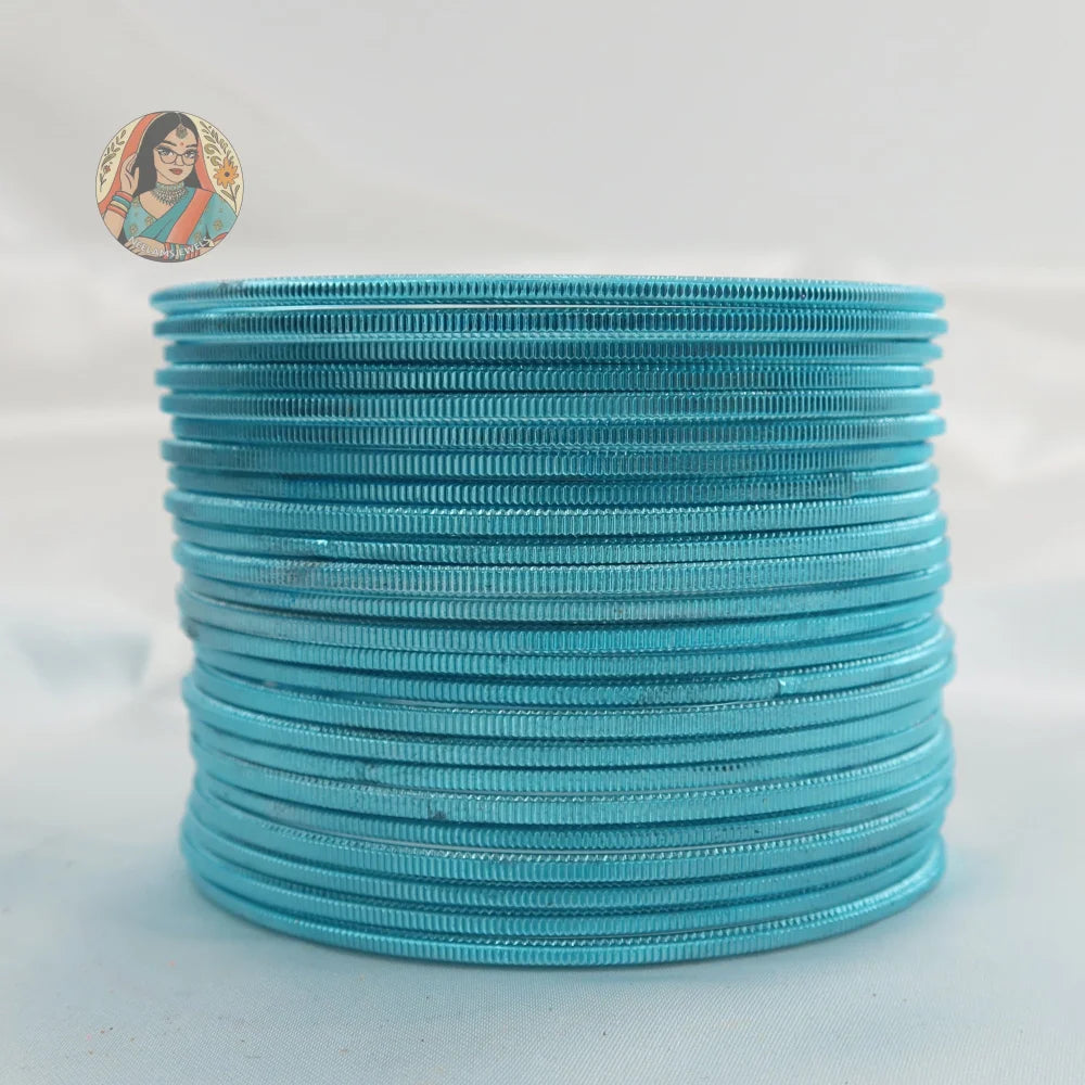 ’Sky Blue’ Shiny Plain Bangle Set