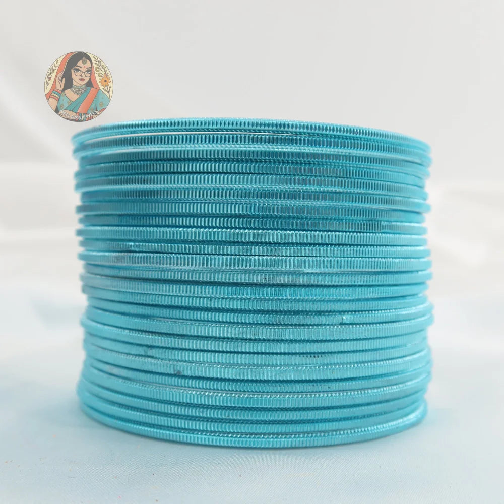 ’Sky Blue’ Shiny Plain Bangle Set