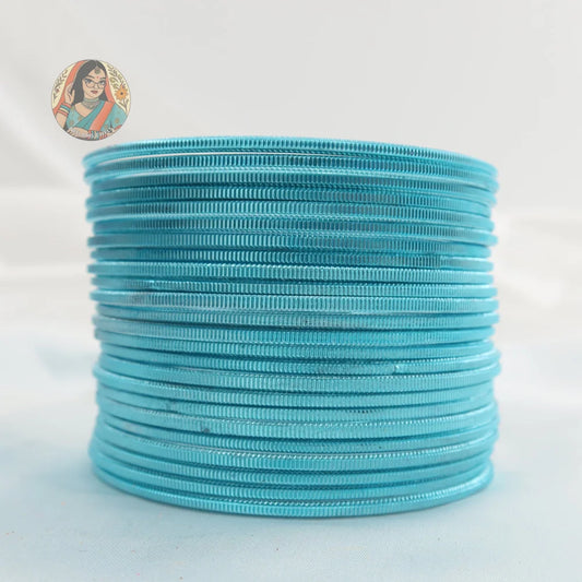 ’Sky Blue’ Shiny Plain Bangle Set
