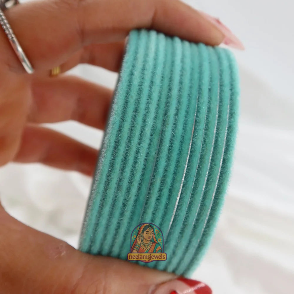 ’Sky Blue’ Velvet Bangle Set 2.10