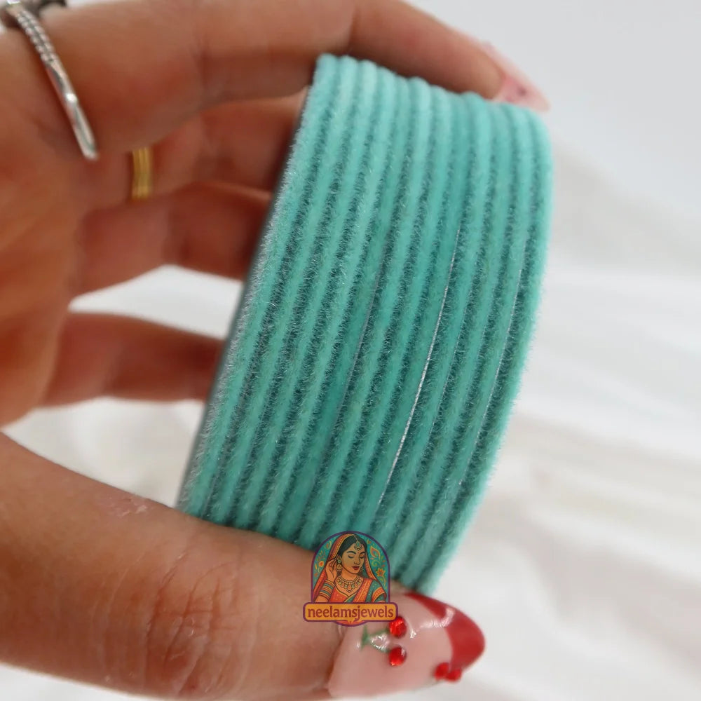 ’Sky Blue’ Velvet Bangle Set 2.10