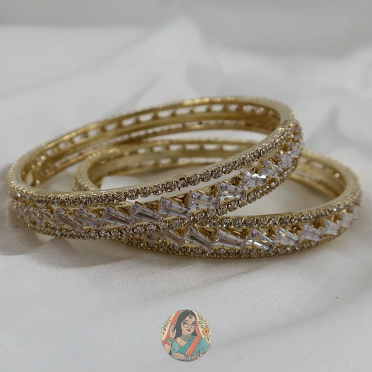 Slanted Square AD Stone Bangles
