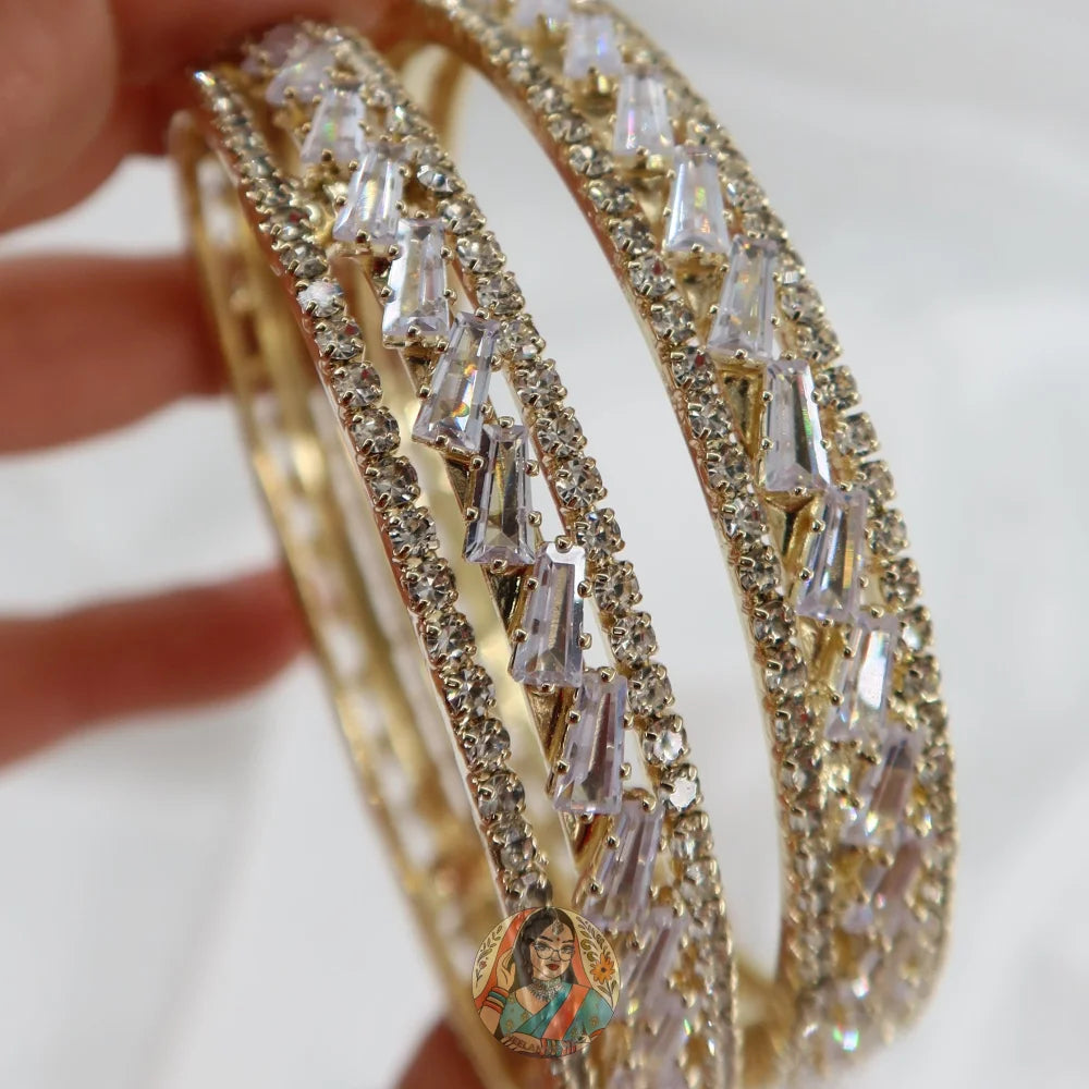 Slanted Square AD Stone Bangles