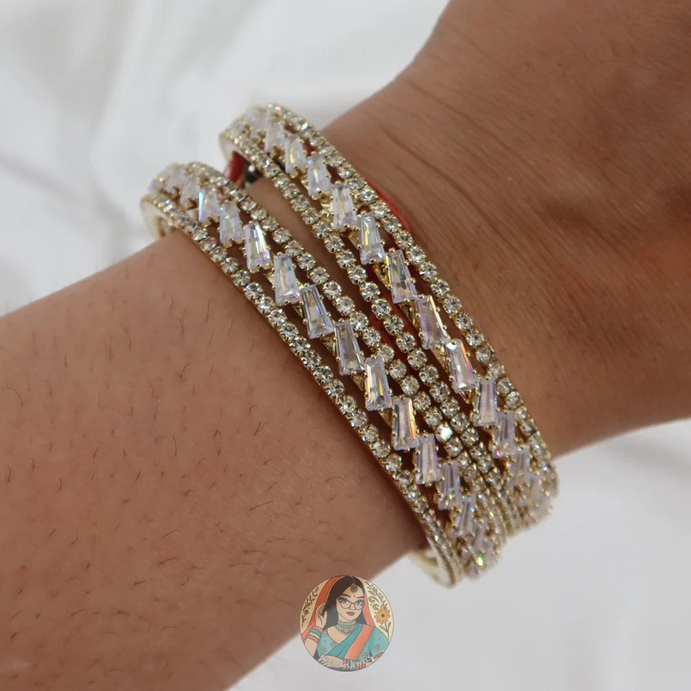Slanted Square AD Stone Bangles
