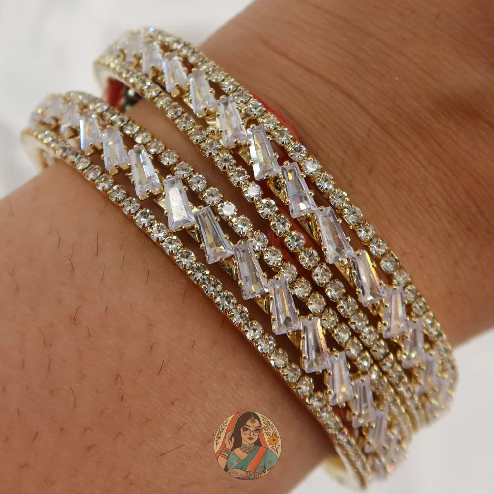 Slanted Square AD Stone Bangles