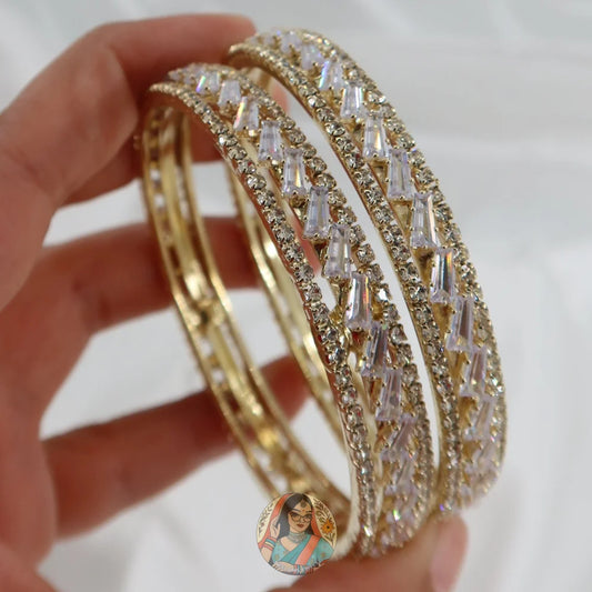 Slanted Square AD Stone Bangles