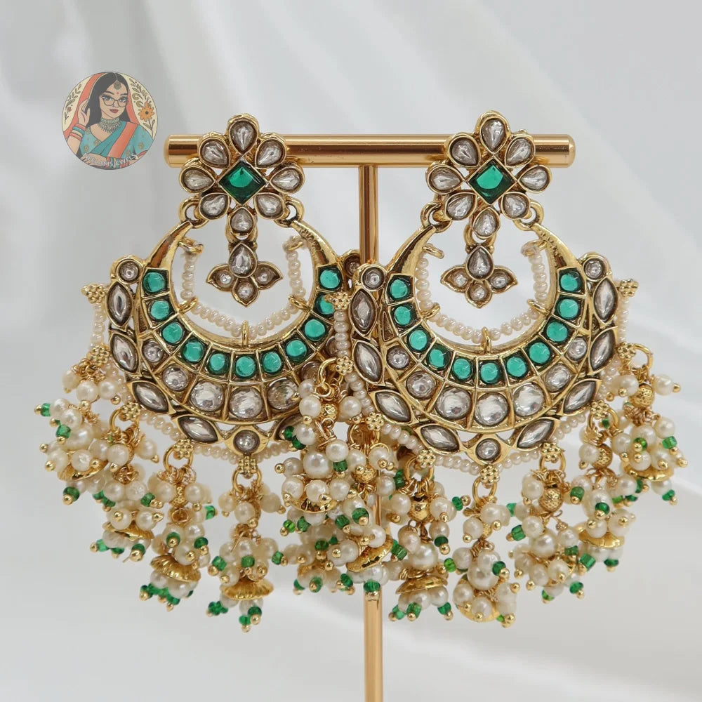 Sonya Chandbali Earrings - Green