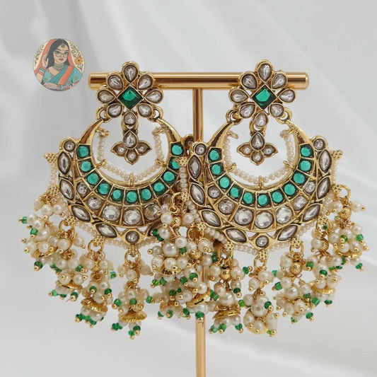 Sonya Chandbali Earrings - Green