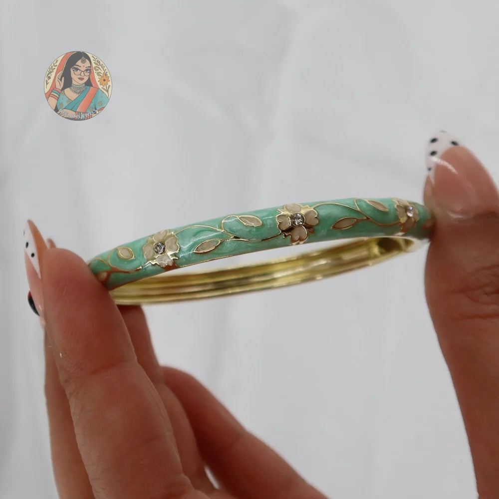 Spring Meenakari Bangle - Turquoise/Cream