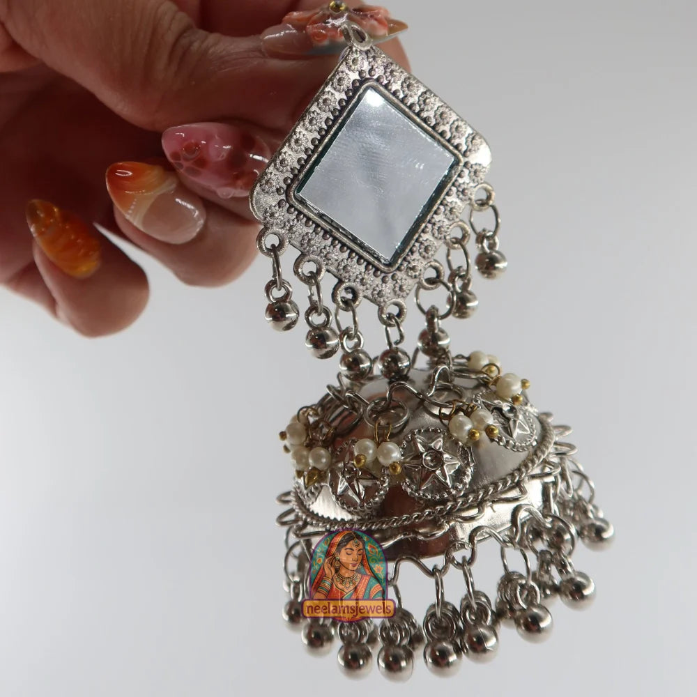 Square Mirror Dome Jhumkas
