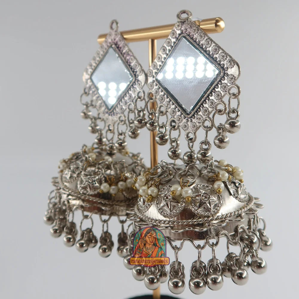 Square Mirror Dome Jhumkas