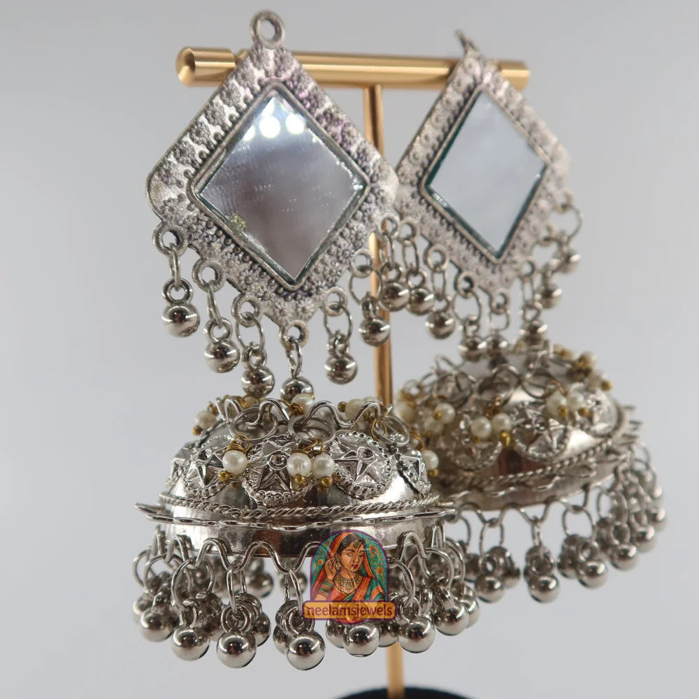 Square Mirror Dome Jhumkas
