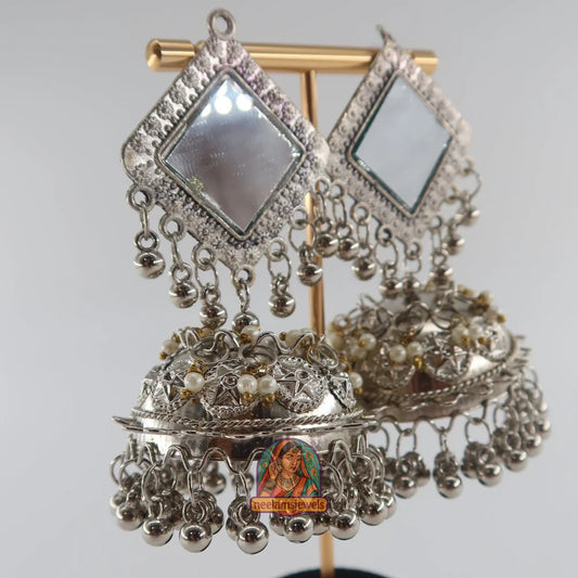 Square Mirror Dome Jhumkas