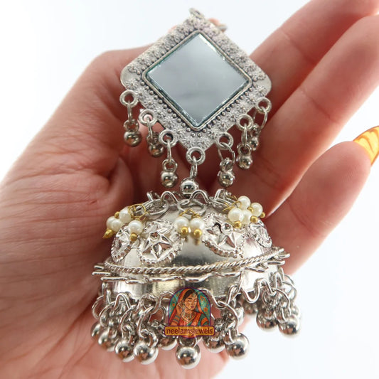 Square Mirror Dome Jhumkas