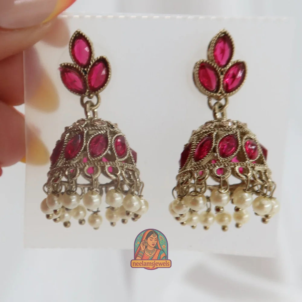 Suha Jhumki Dark Pink