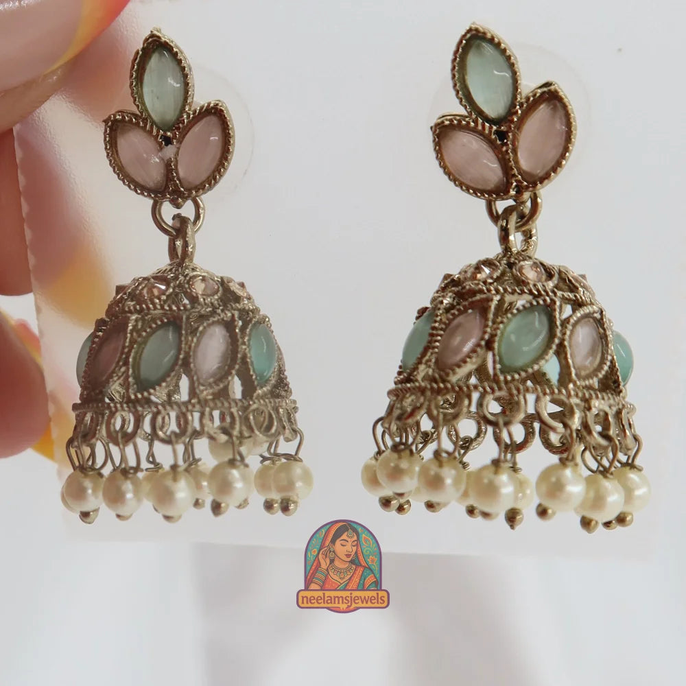 Suha Jhumki Pink & Mint Green
