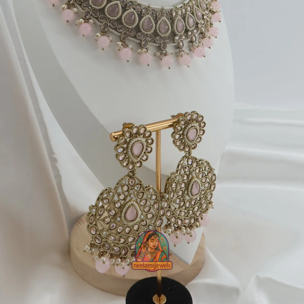 Sunaina Heera Necklace Set (Baby Pink)