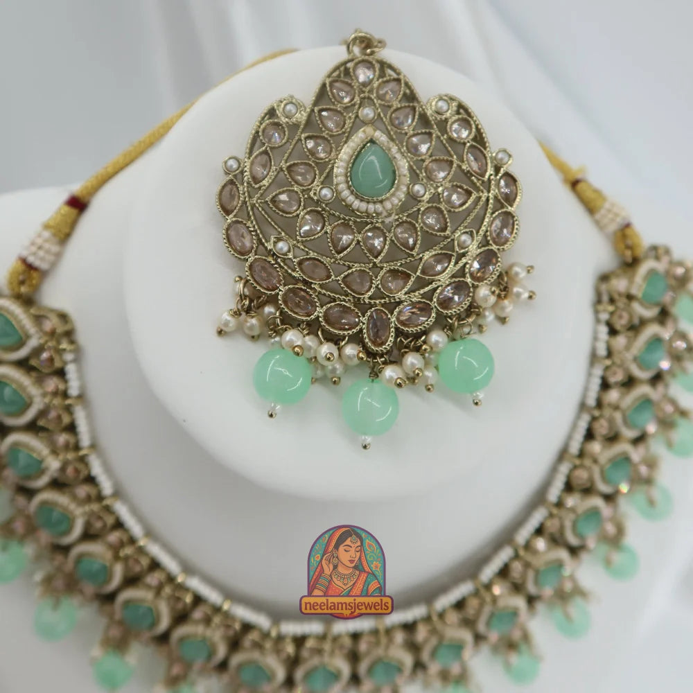 Sunaina Heera Necklace Set (Mint Green)