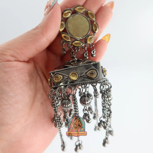 Sunehri Mirror Drop Jhumkas