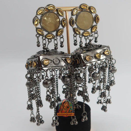 Sunehri Mirror Drop Jhumkas