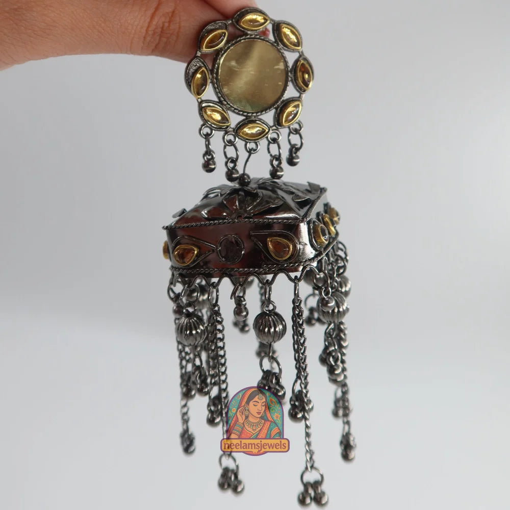 Sunehri Mirror Drop Jhumkas
