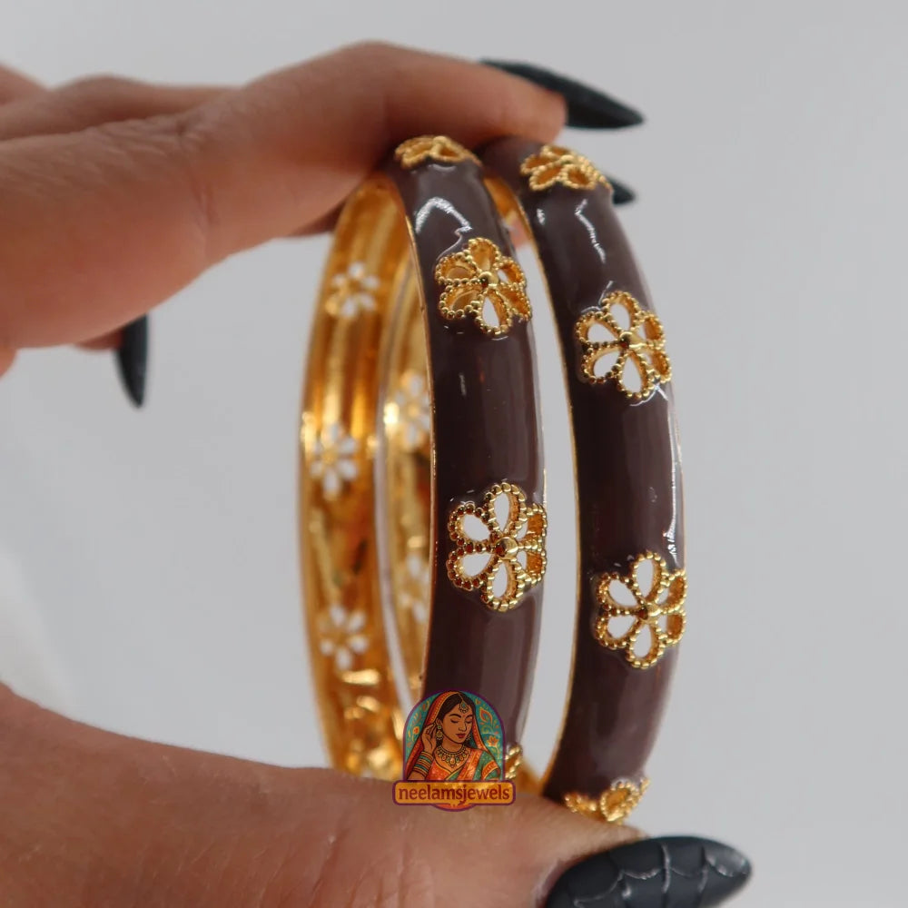 Sunehri Phool - Cutout Enamel Bracelet Mauve / 2.4