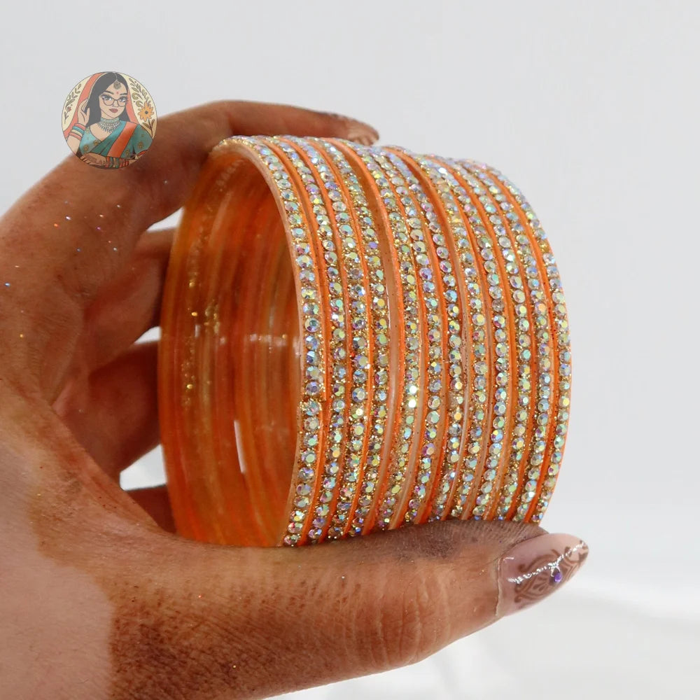 ’Sunset’ Bebo Glitter Glass Bangle Set