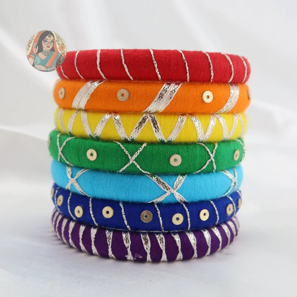 Taasha Craft Threadwork Bangle Set - Satrangi