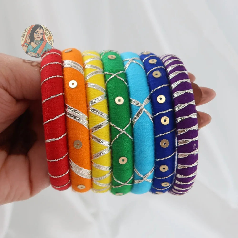 Taasha Craft Threadwork Bangle Set - Satrangi