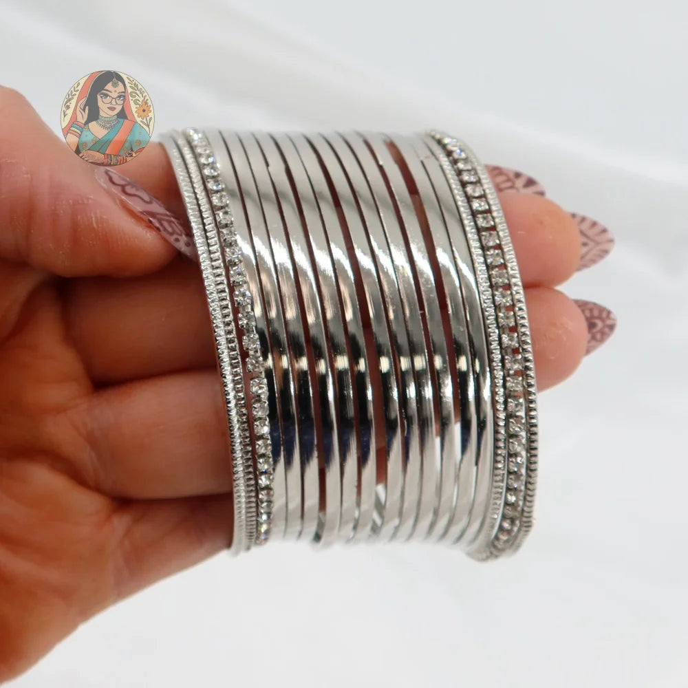 Tamanna Silver Bangle Set