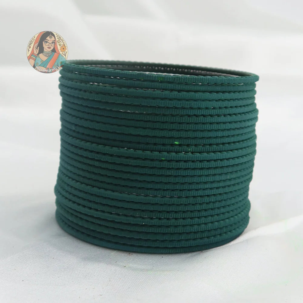 ’Teal Green’ Matte Textured Ridged Bangle Set