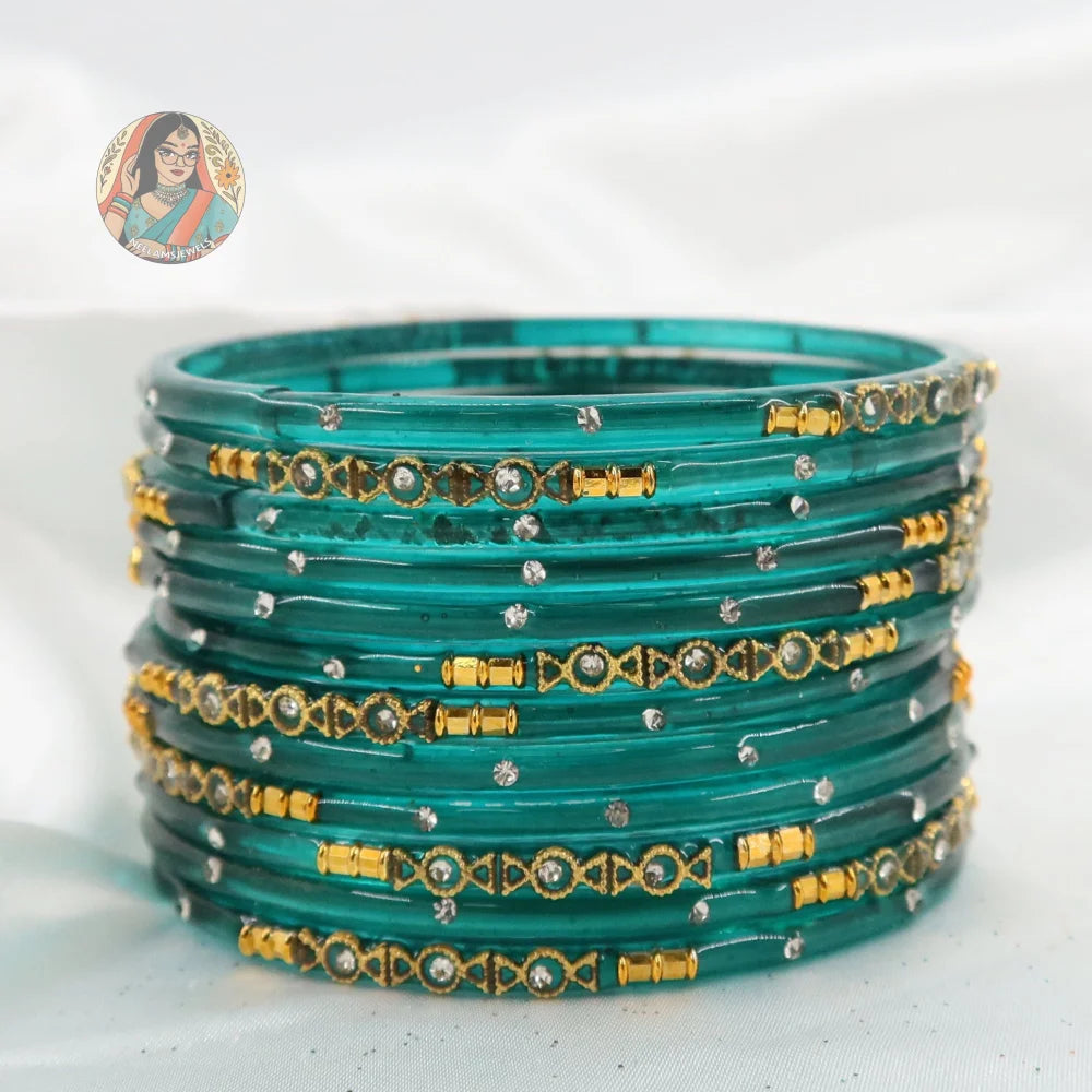 ’Teal’ Mehwish Glass Bangle Set