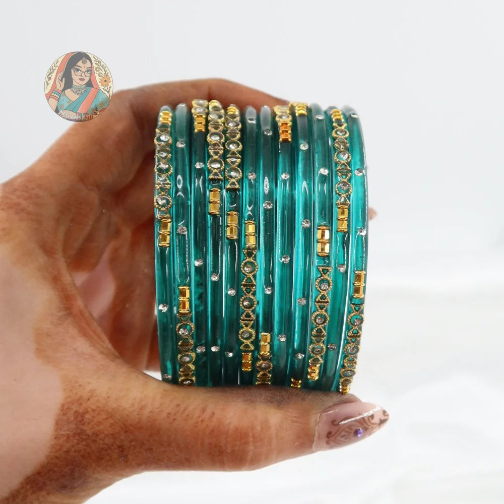 ’Teal’ Mehwish Glass Bangle Set