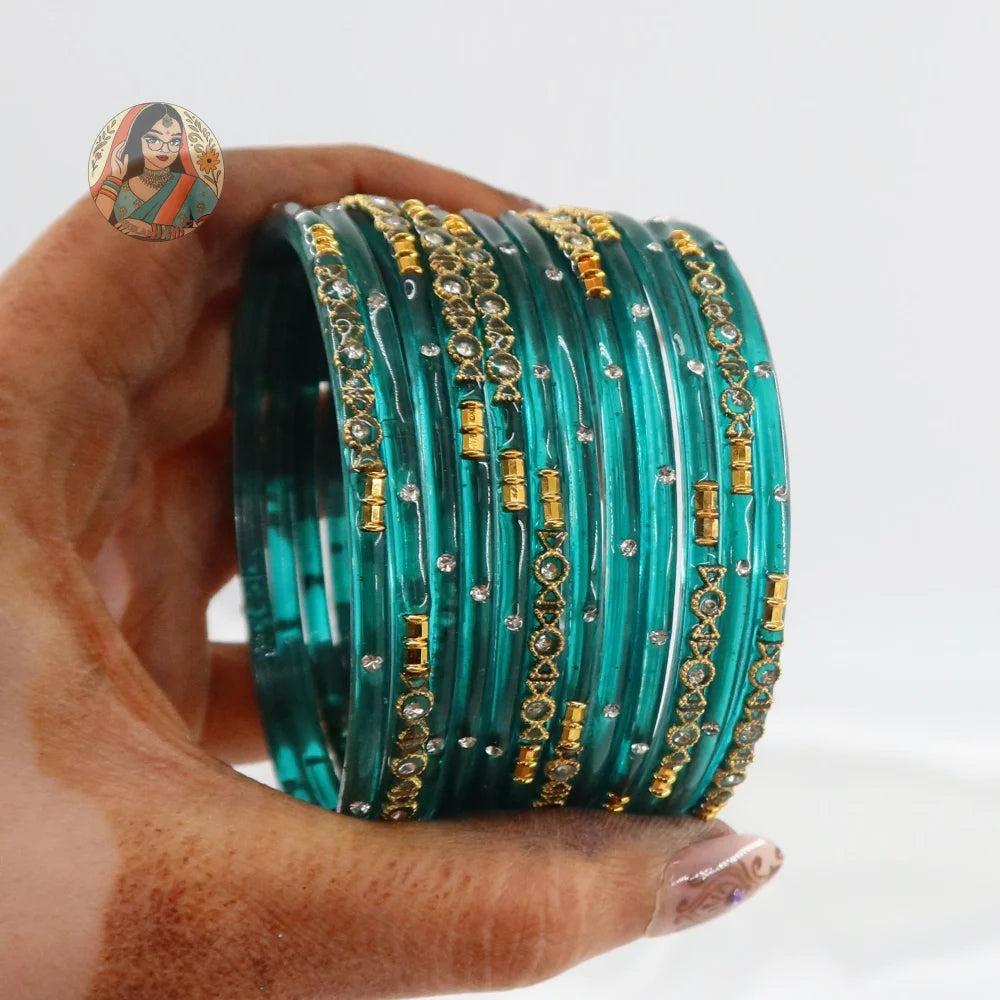 ’Teal’ Mehwish Glass Bangle Set