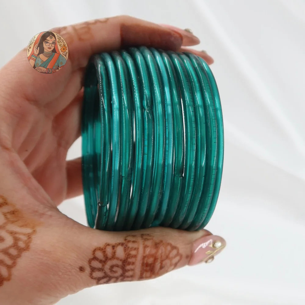’Teal’ Rang Pakka Glass Bangle Set