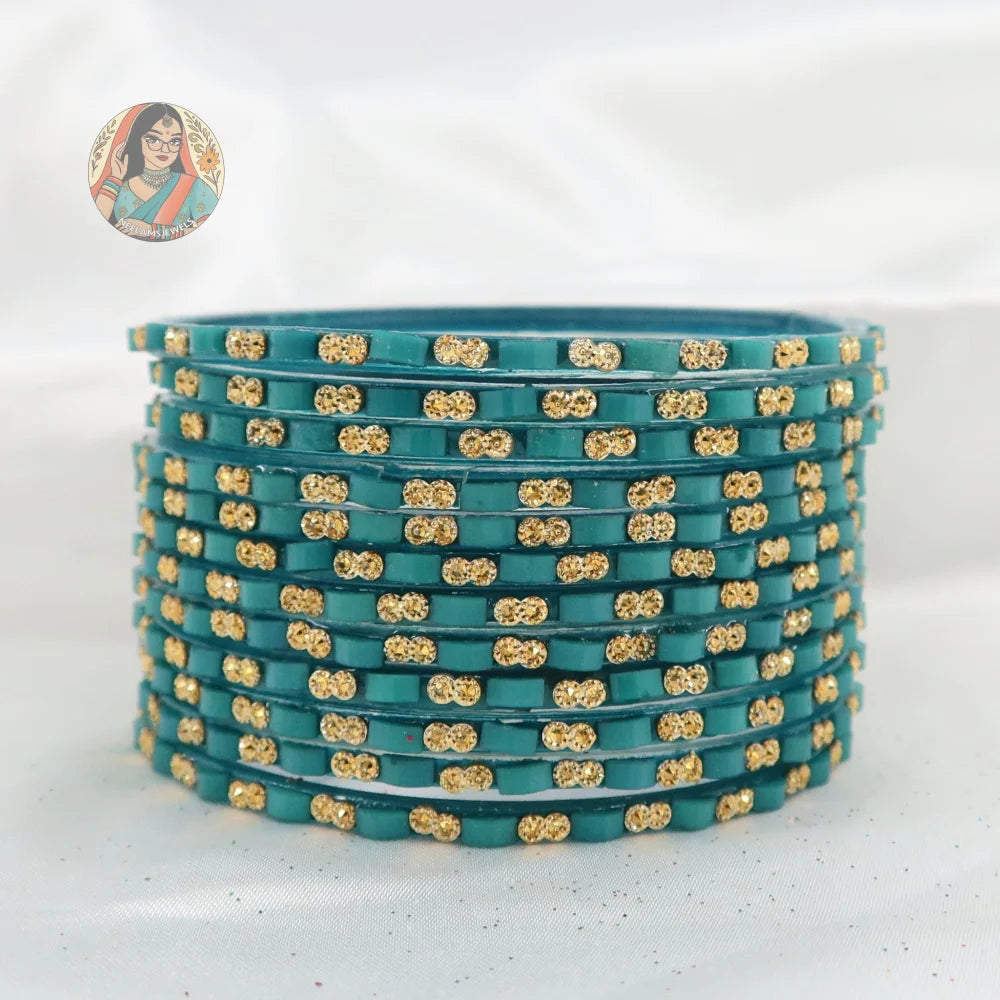 ’Teal’ Tara Glass Bangle Set
