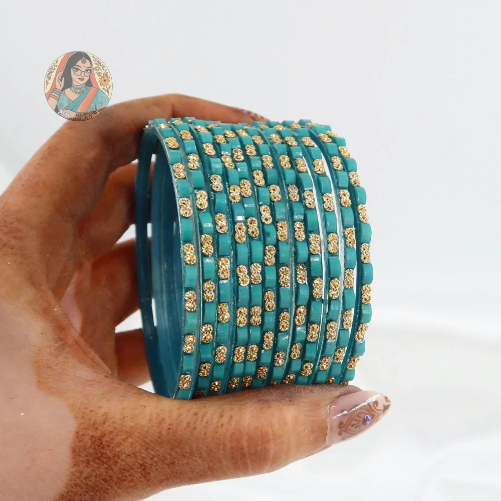 ’Teal’ Tara Glass Bangle Set