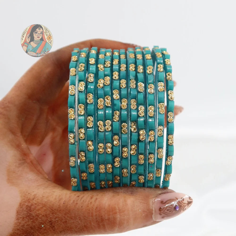 ’Teal’ Tara Glass Bangle Set