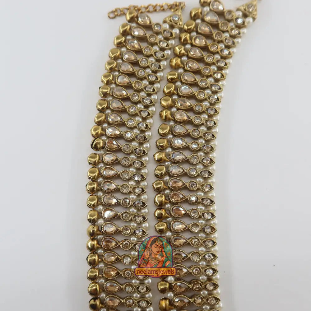 Teardrop Kundan Pearl Anklet