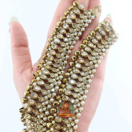 Teardrop Kundan Pearl Anklet