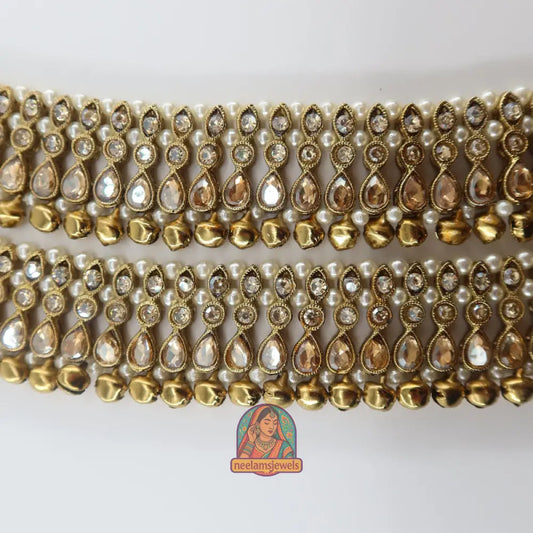 Teardrop Kundan Pearl Anklet