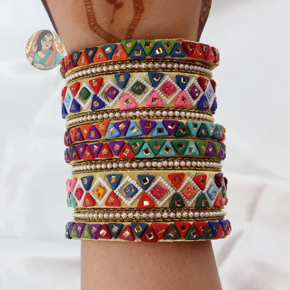 Threadwork Mosaic Bangle Stack